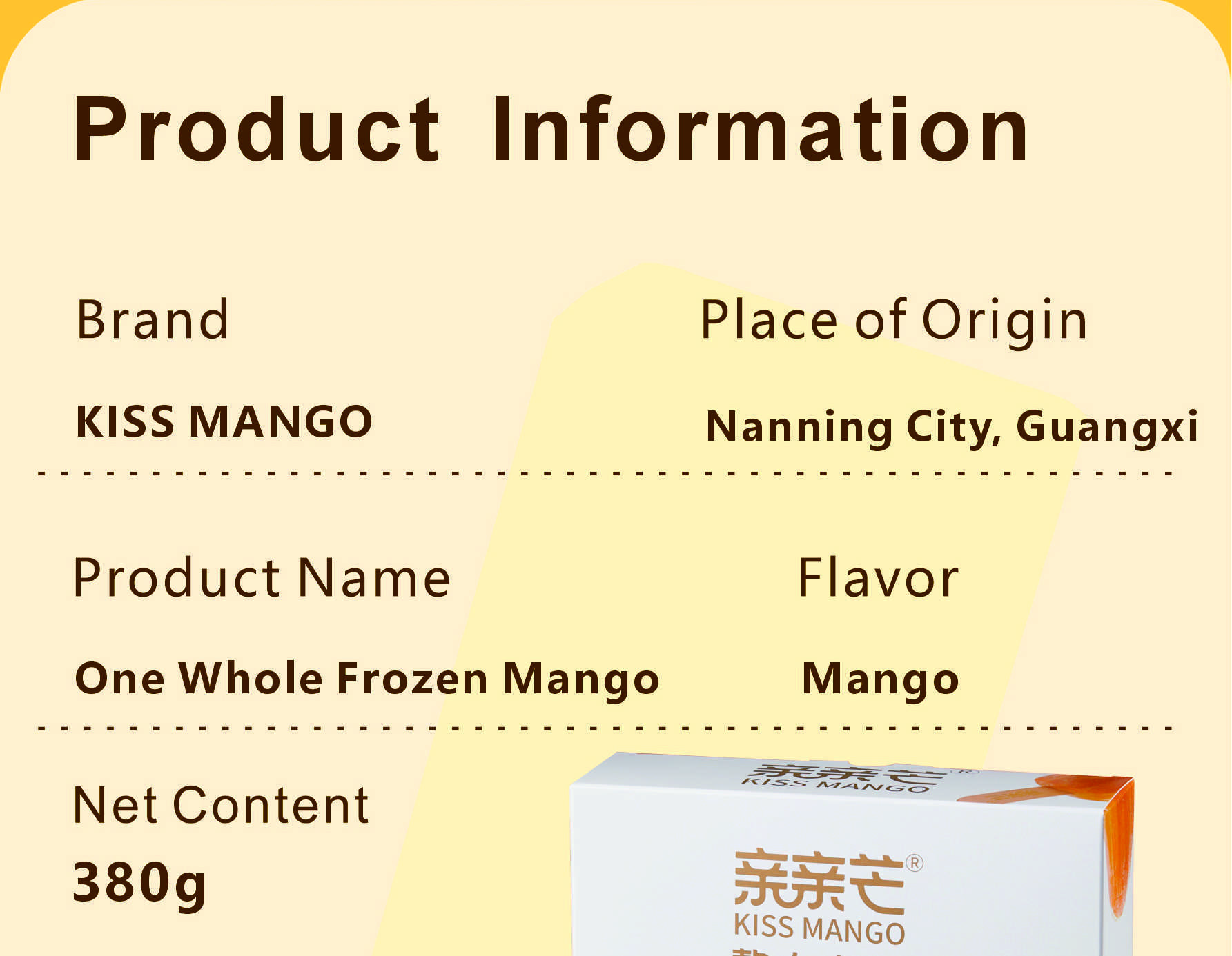 380g亲亲芒冻芒果冰淇淋380gQinqinmango Frozen Mango Ice Cream FDA/HACCP/ISO9001 最小起订100箱-QinQinMang