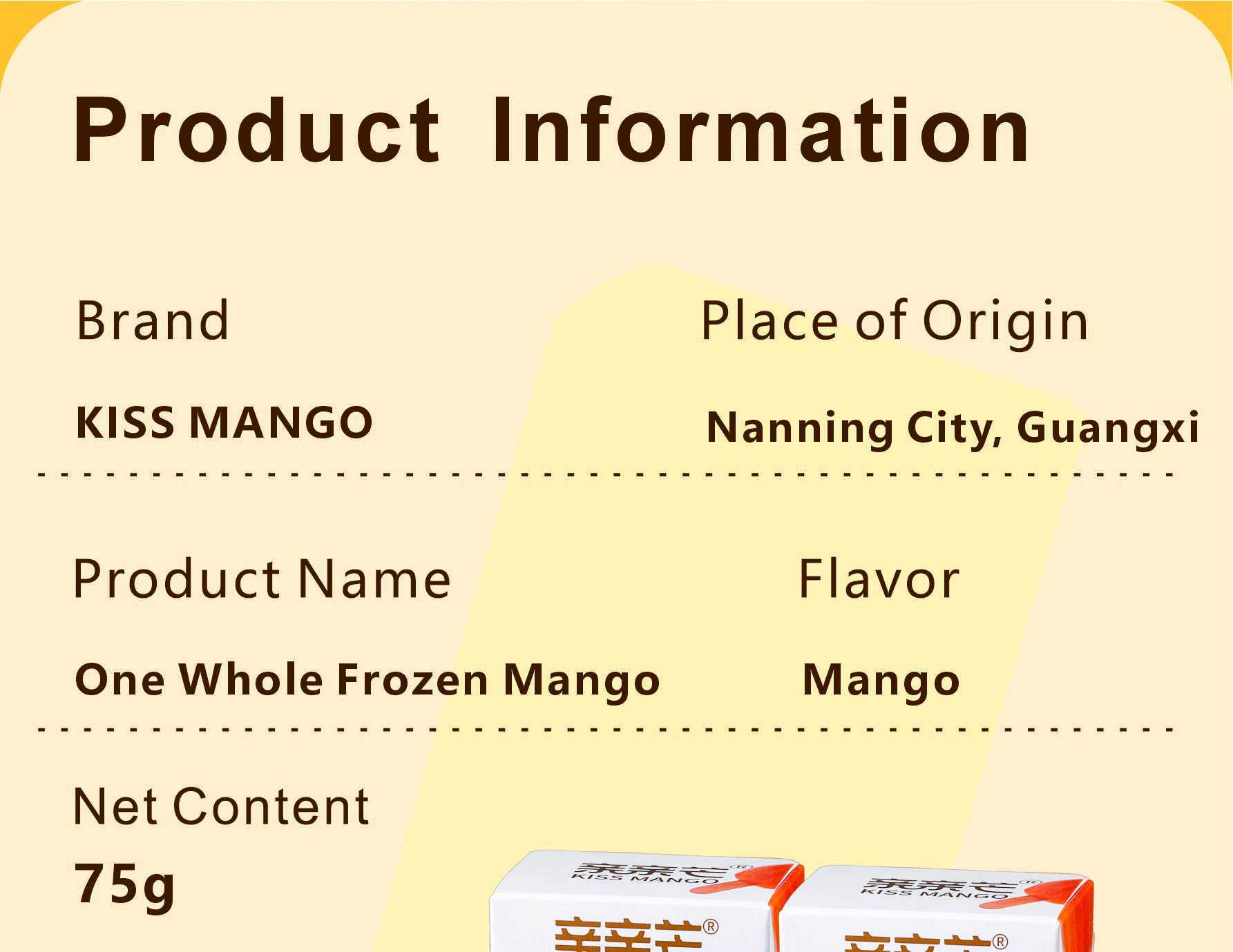 75g亲亲芒冻芒果冰淇淋75gQinqinmango Frozen Mango Ice Cream FDA/HACCP/ISO9001 最小起订100箱-QinQinMang
