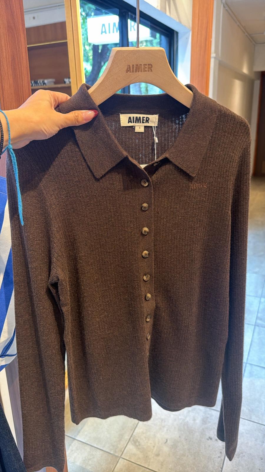 Aimer Polo Long Sleeve Button Knit