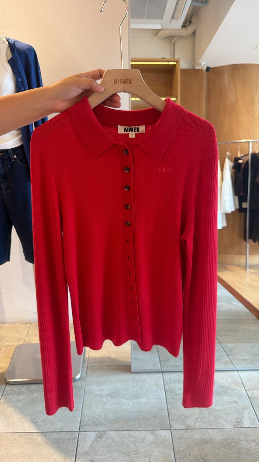 Aimer Polo Long Sleeve Button Knit 