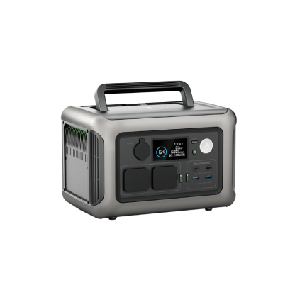 ALLPOWERS R600 side view showing 400W fast AC input and solar charging ports for emergency power.