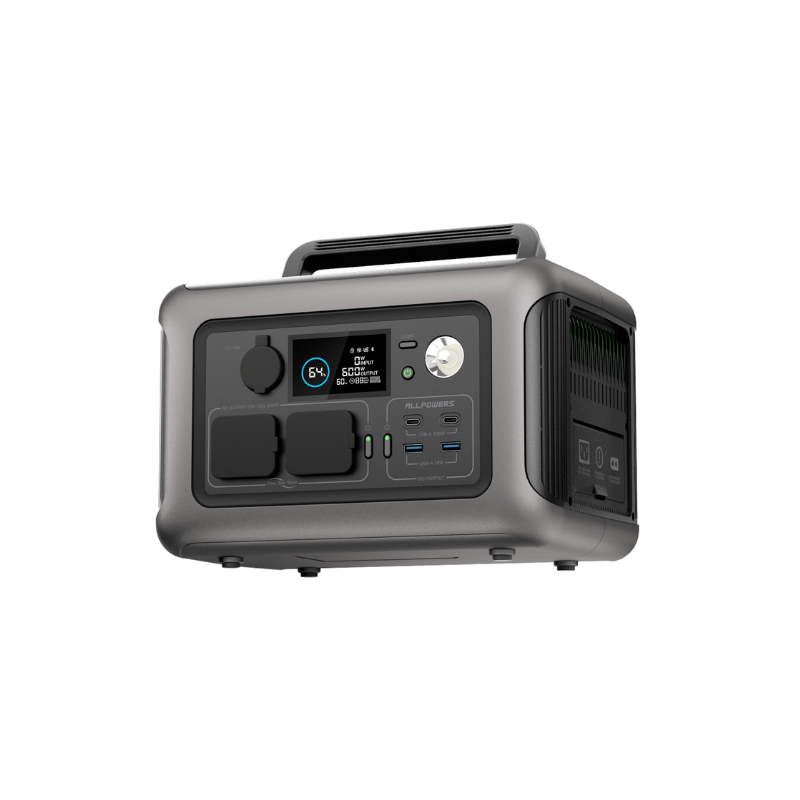Compact and durable ALLPOWERS R600 299Wh power station design, best for camping and home use.