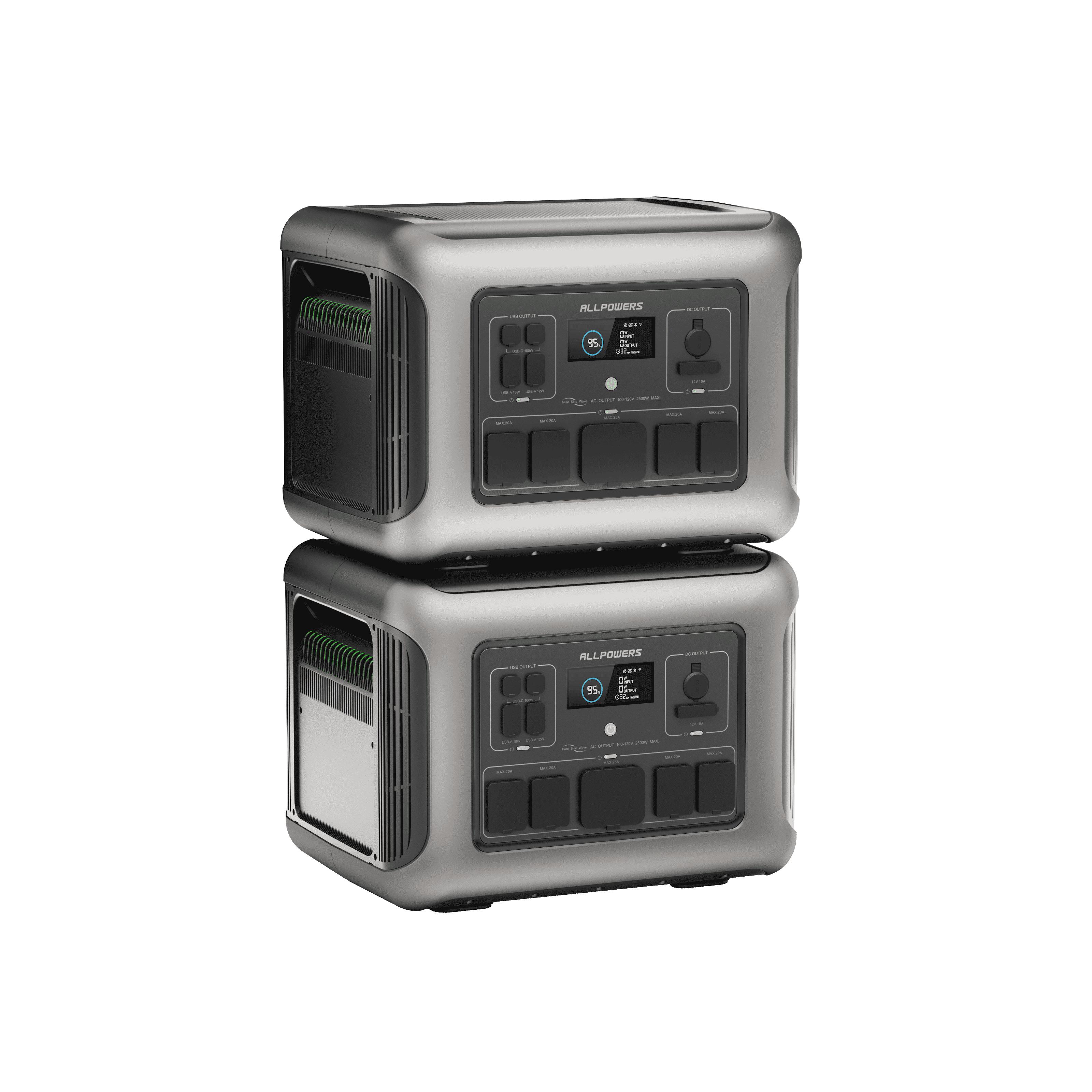R2500 y Batería de Expansión apiladas - Solución de energía modular de ultra alta capacidad.