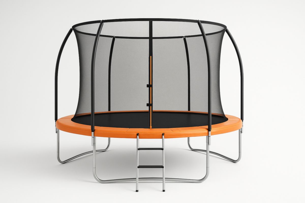 Round Trampoline with Safety Net and Steel Frame - Orange 305cm-Solanirta