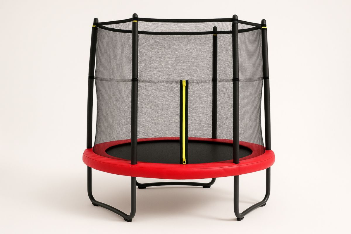 Children's Trampoline with Safety Enclosure Black/Red 140 cm-Solanirta