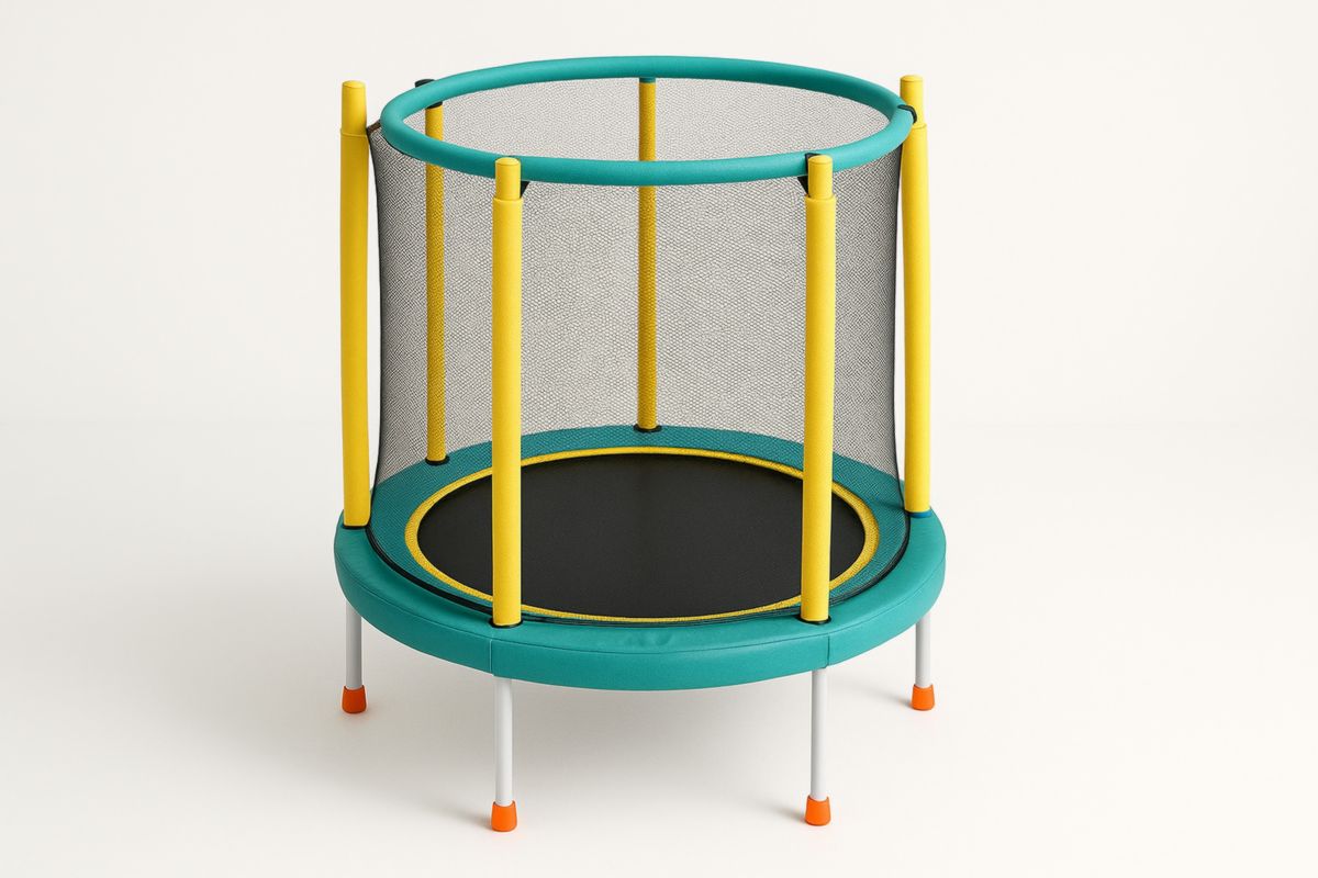 Children's Trampoline with Safety Enclosure Steel Frame Green/Yellow 100cm-Solanirta