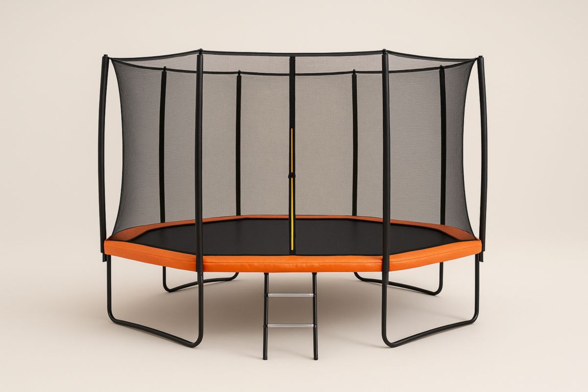 Round Trampoline with Safety Net Orange/Black Steel Frame 305 cm-Solanirta