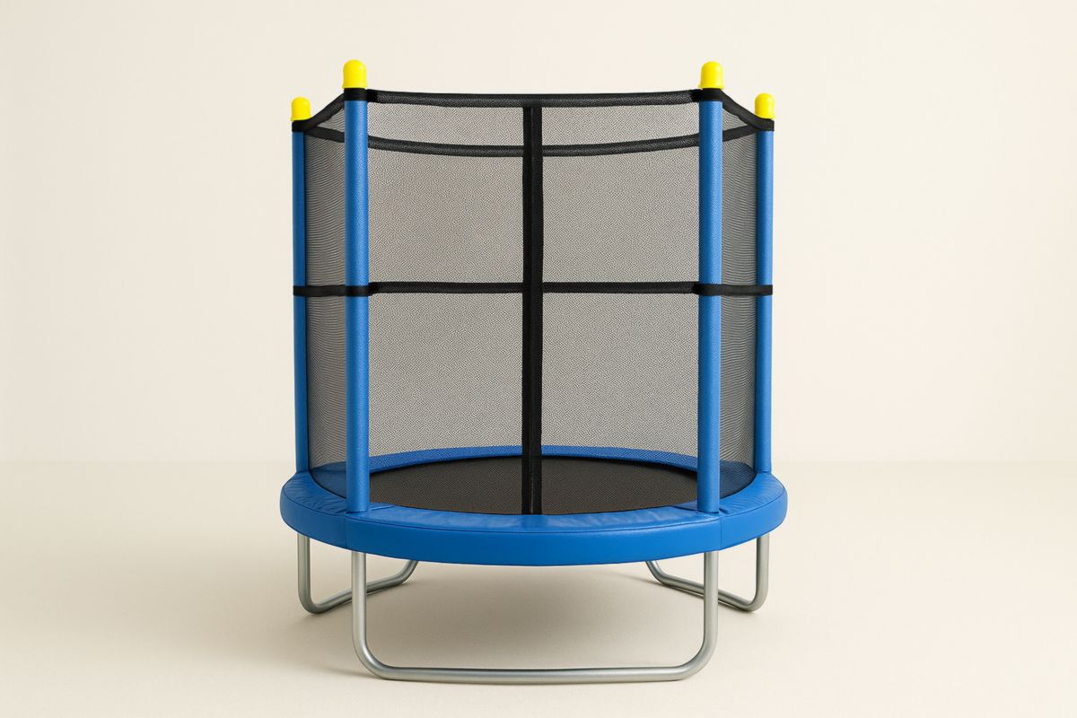 Children's Blue Trampoline with Safety Net Metal Frame 126cm Diameter Indoor-Solanirta
