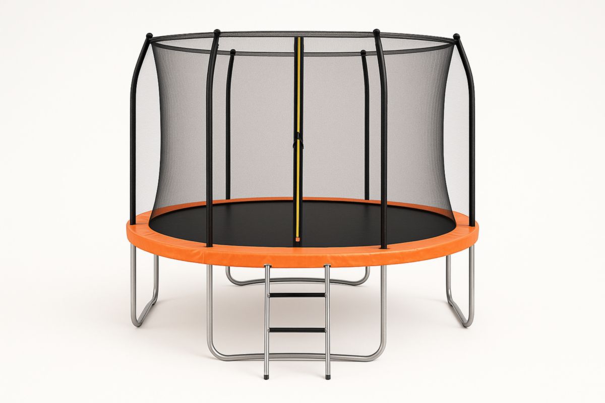 Round Trampoline with Enclosure Black/Orange 305 cm Galvanised Steel Frame-Solanirta