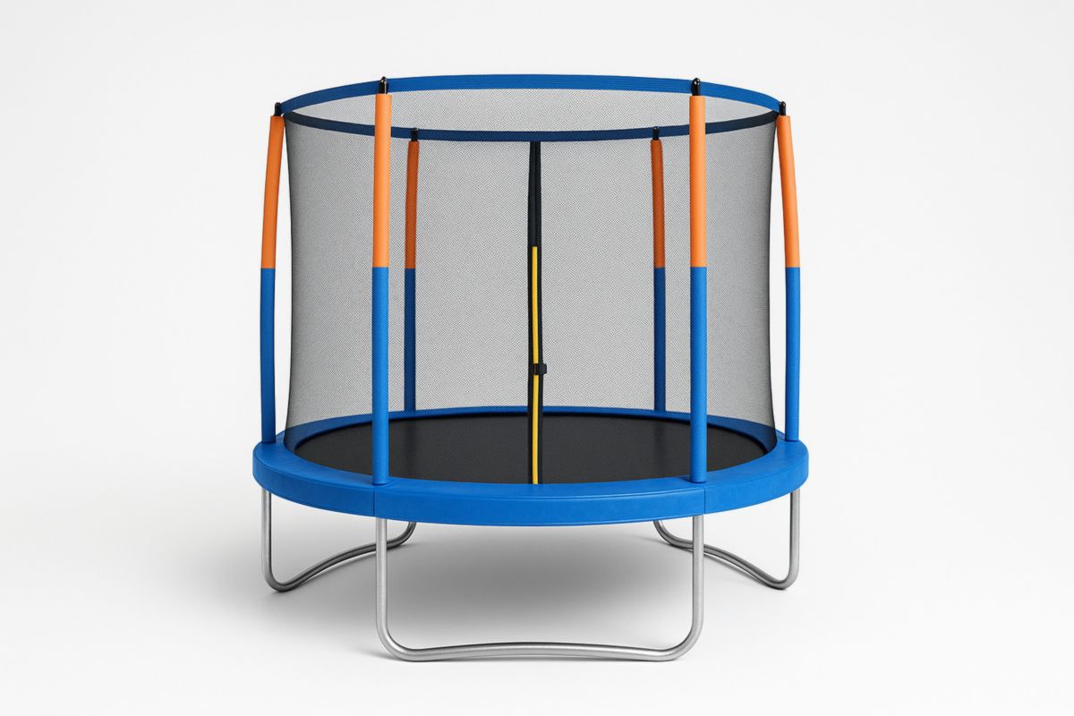 Trampoline with Safety Net Round 140cm Galvanised Steel Frame Black/Blue-Solanirta