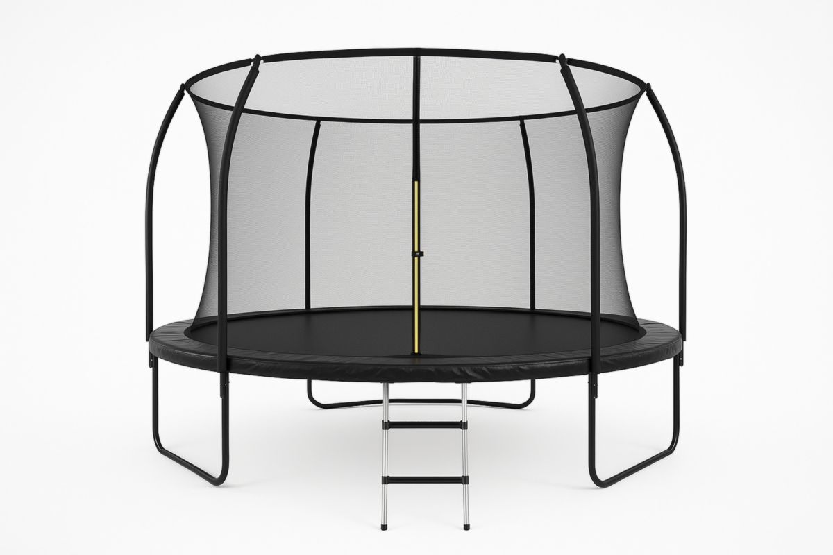 Round Trampoline with Safety Net Black 366cm Steel Frame-Solanirta