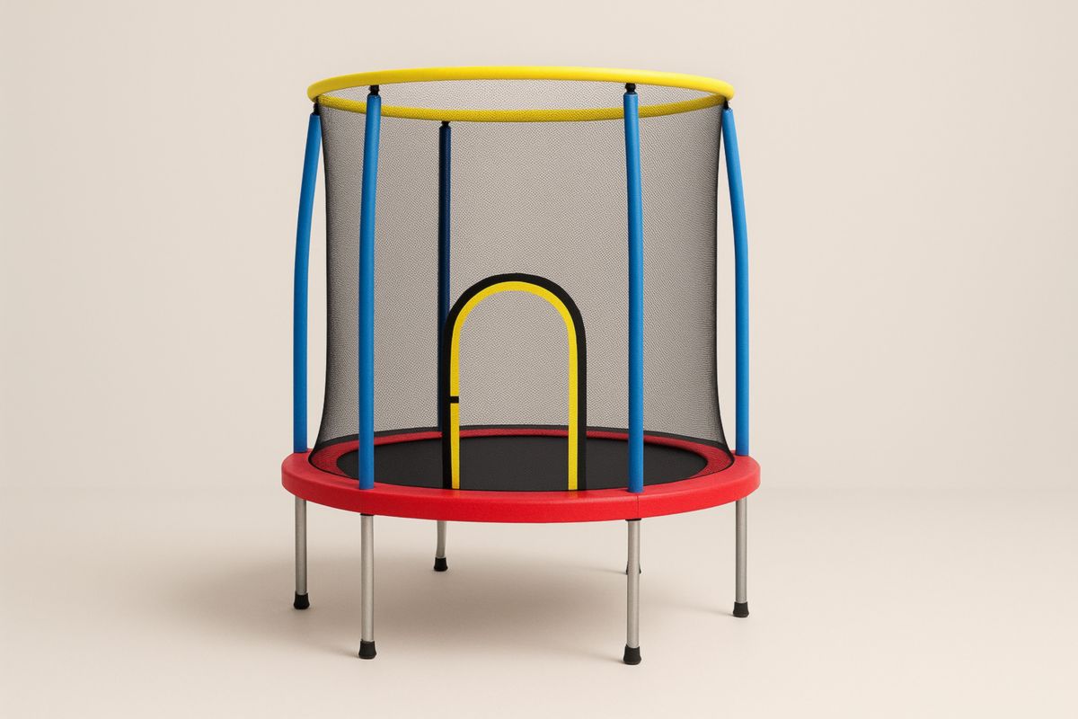 Children's Trampoline with Safety Net Multi-Color 140cm Steel Frame-Solanirta