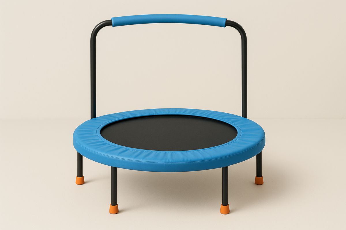 Children's Mini Trampoline with Handle Steel Frame Blue Round 90cm-Solanirta
