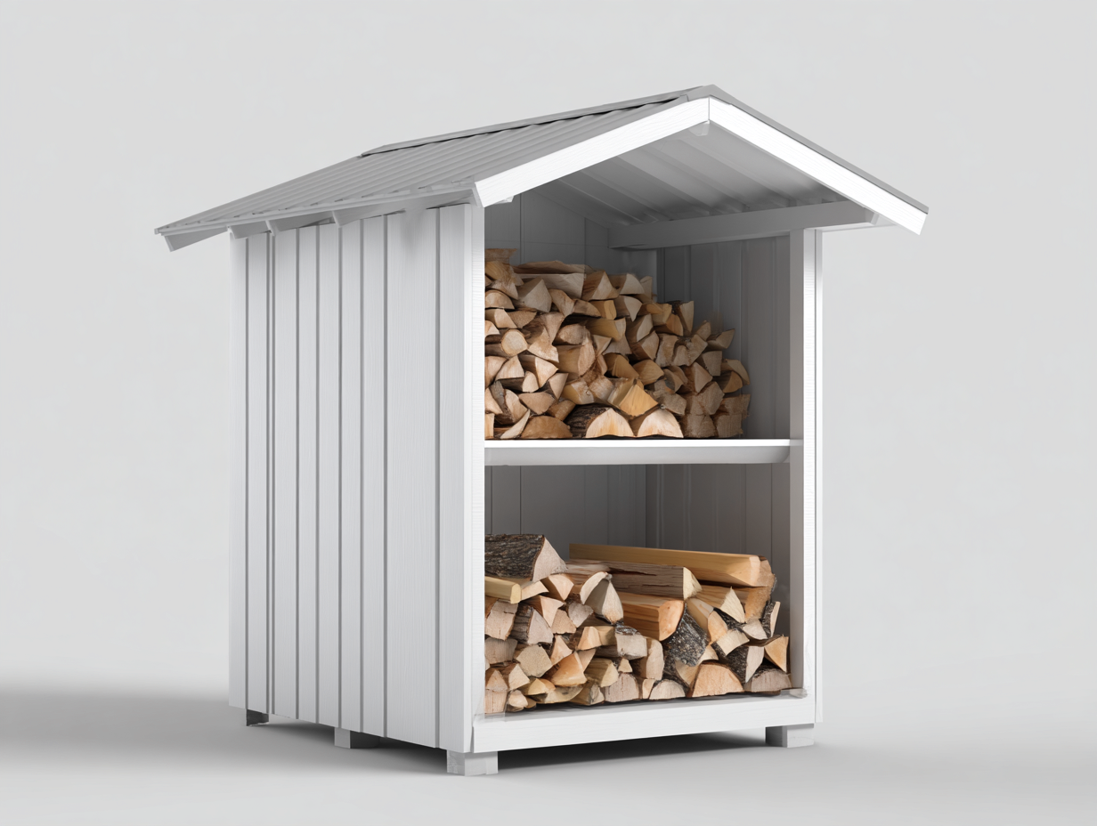 Firewood Storage Shed Wood 100x60x150 cm - White - Outdoor Garden - Sloped Roof Design-Placidara