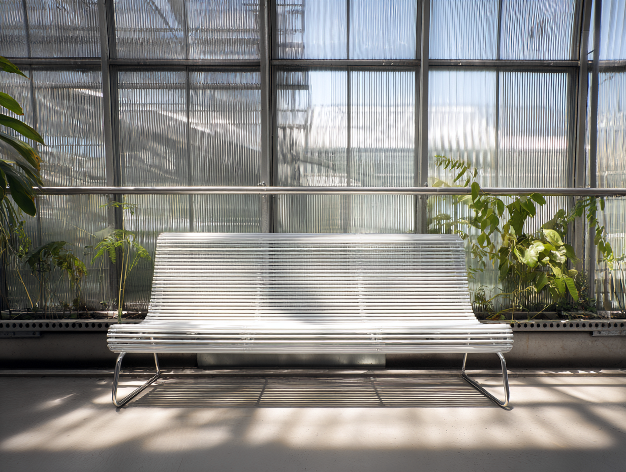 Garden bench metal 180x60x85cm - silver - garden use - modern slatted design-Placidara