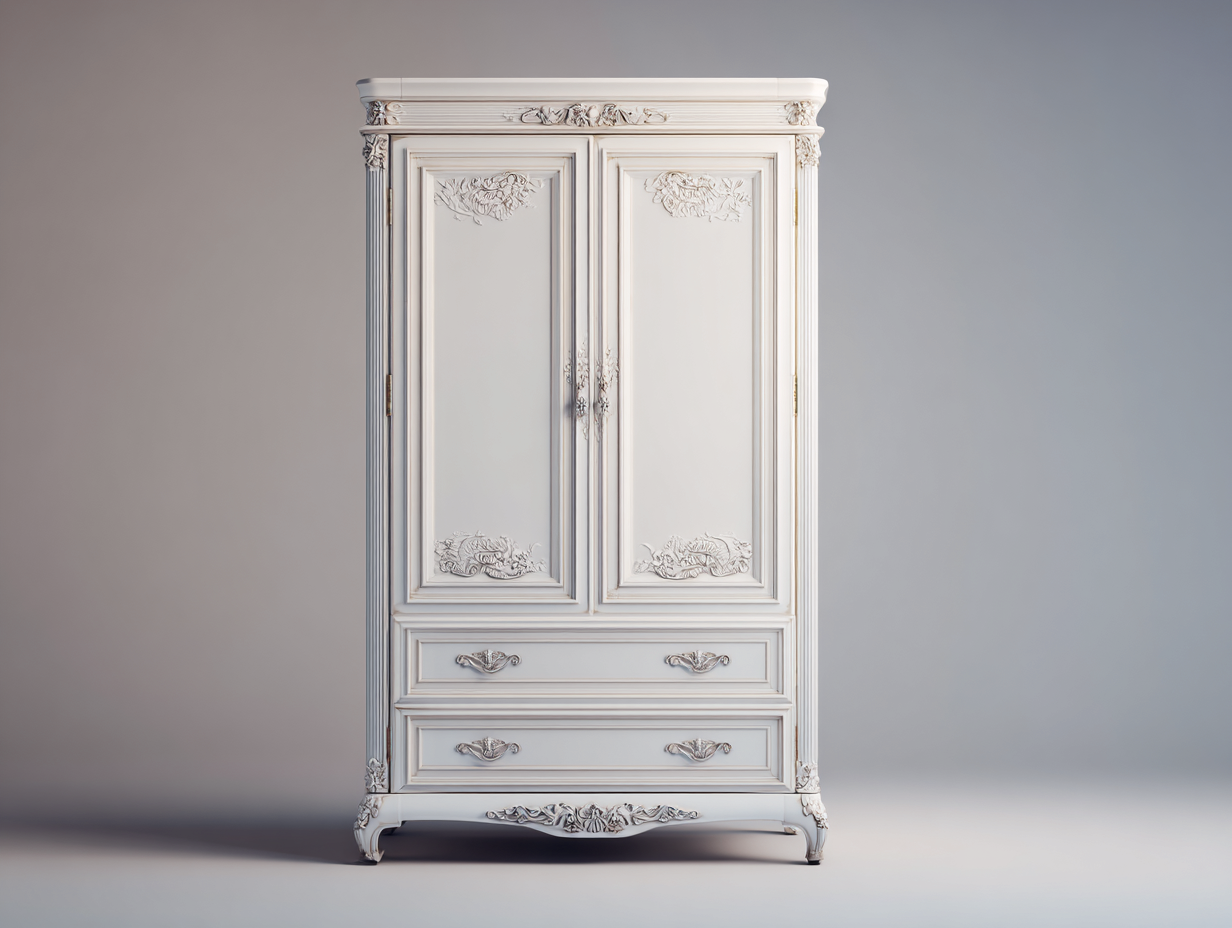 Wardrobe Solid Wood 125x55x195 cm - White - Bedroom Storage - Vintage Classic Design-Placidara