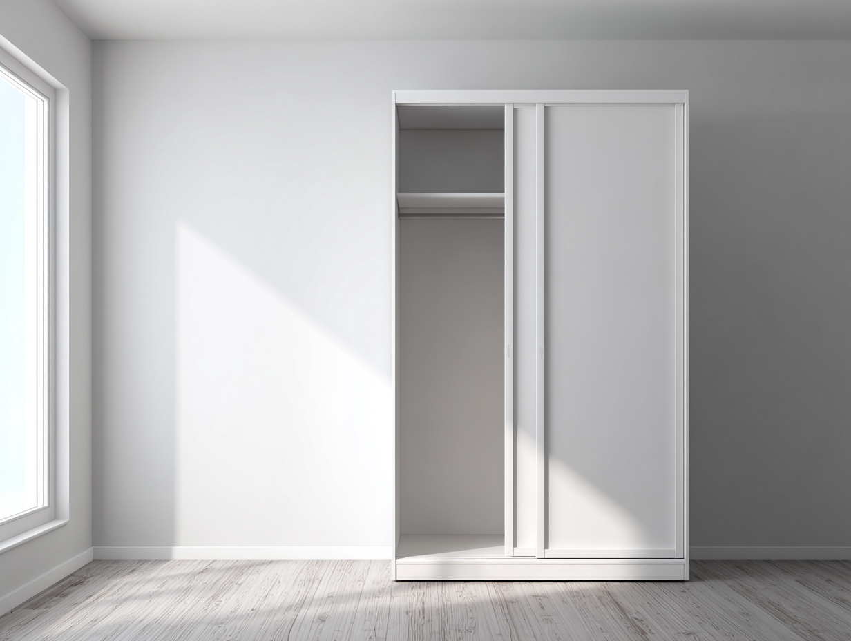 Sliding Door Wardrobe Engineered Wood 120x60x200 cm - White - Bedroom Storage - Modern Minimalist Design-Placidara