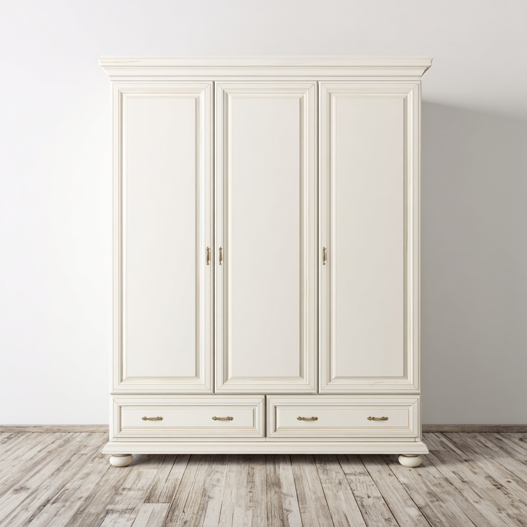 Wardrobe Solid Wood 150x55x200 cm - White - Bedroom Storage - Vintage Classic Style-Placidara