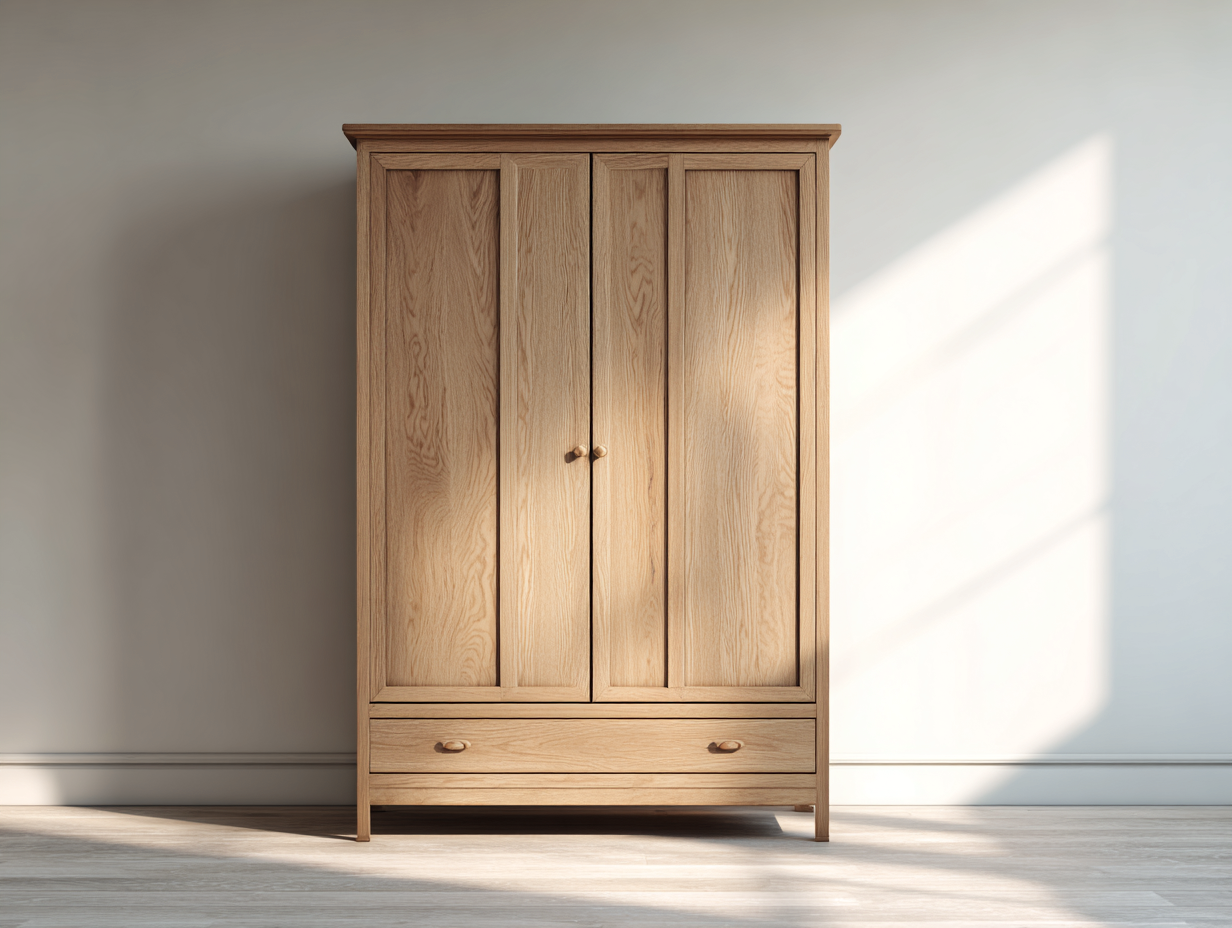Wardrobe Solid Wood 120x55x190 cm - Natural Wood - Bedroom Storage - Modern Classic Design-Placidara