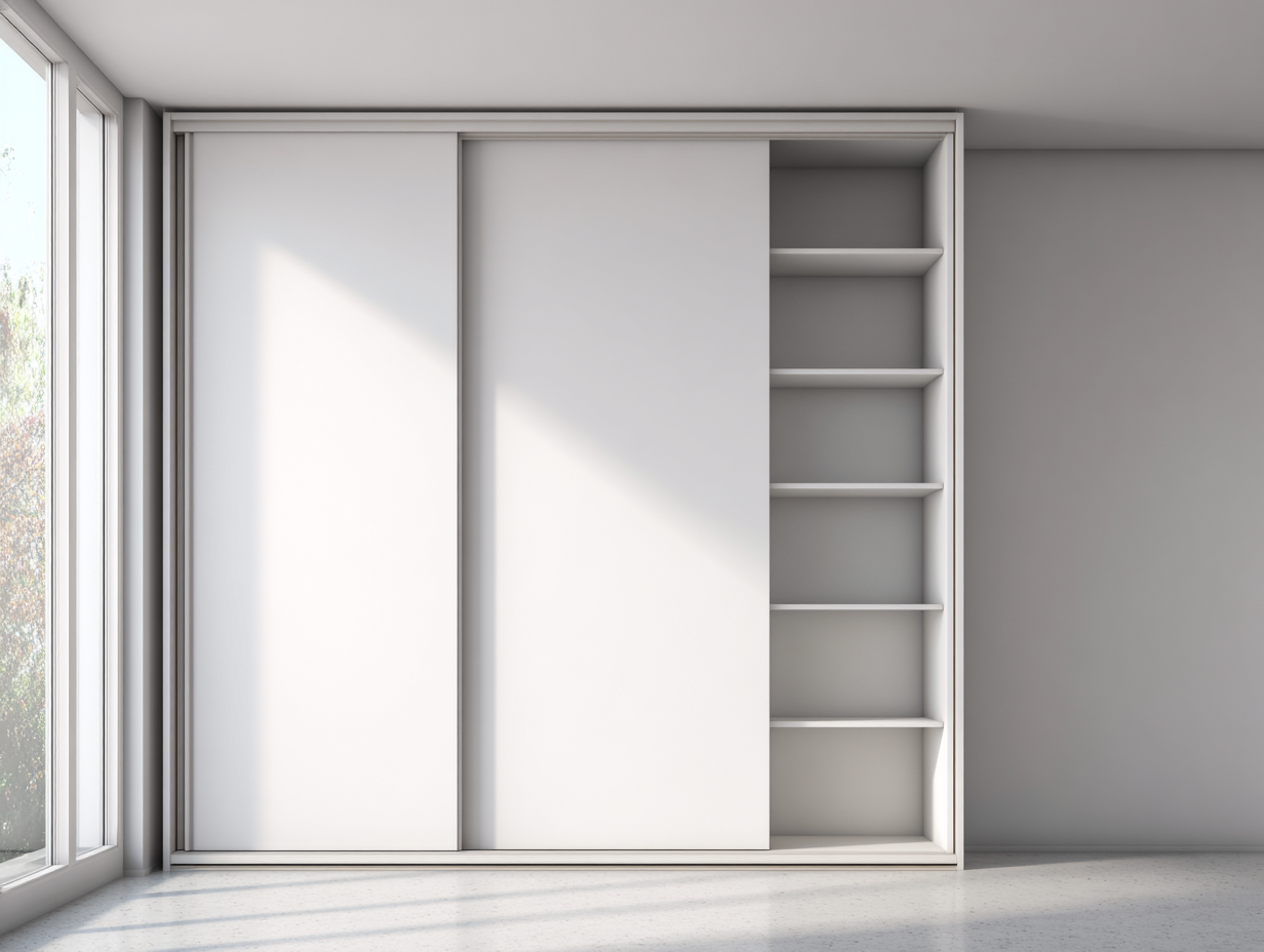 Wardrobe Engineered Wood 200x60x220 cm - White - Bedroom Storage - Sliding Door Design-Placidara
