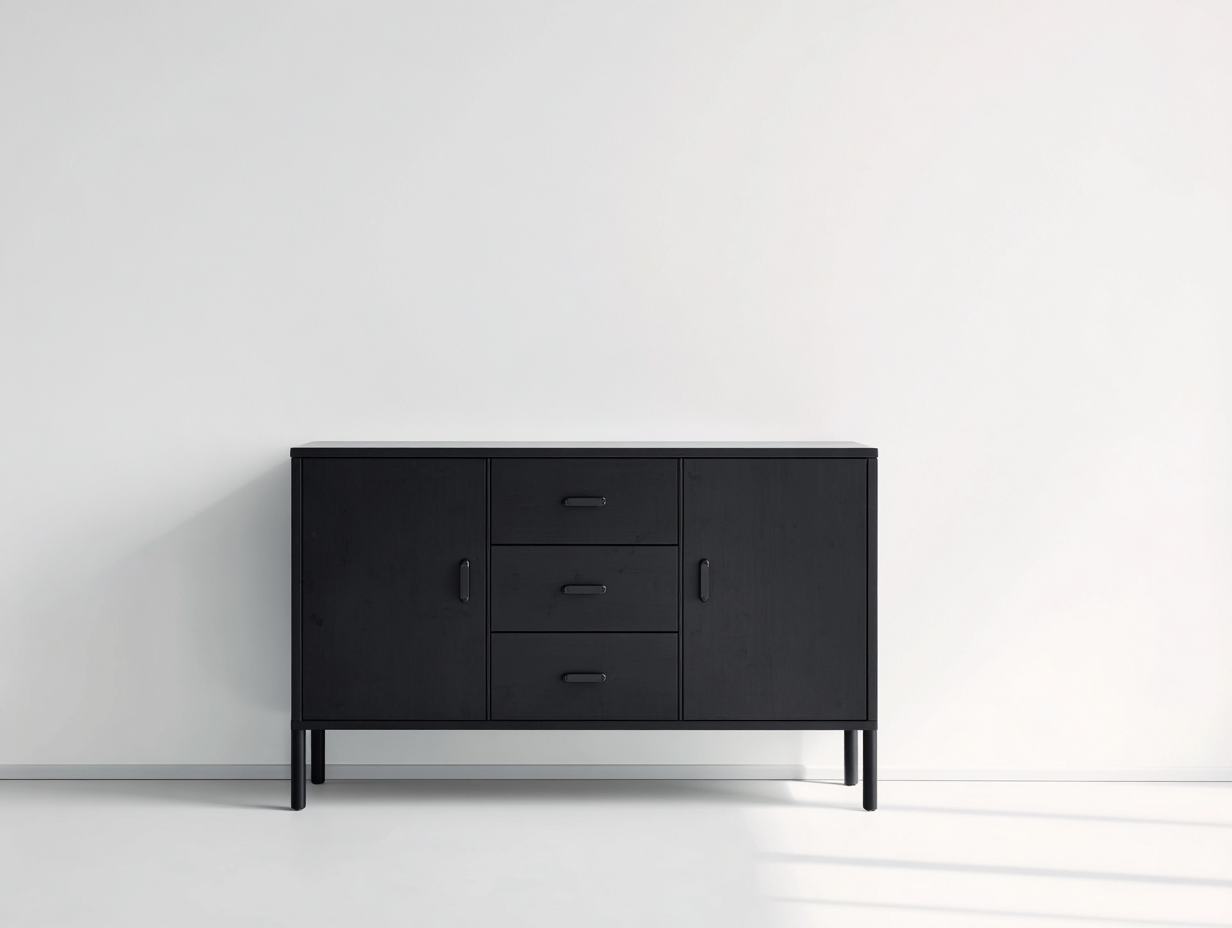 Sideboard Solid Wood 140x40x75 cm - Black - Living Room Storage - Modern Minimalist Design-Placidara