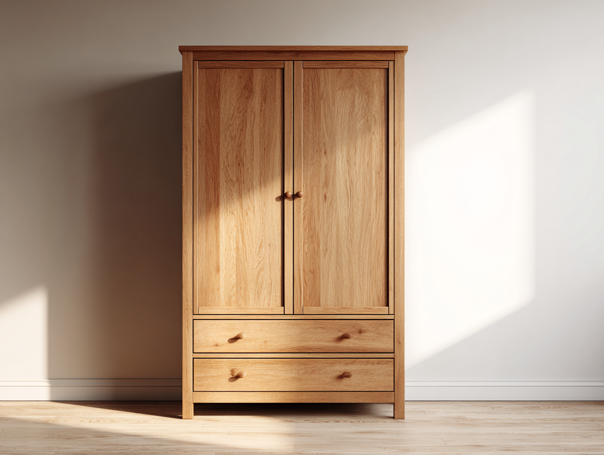 Wardrobe Solid Wood 120x55x200 cm - Natural Oak - Bedroom Storage - Classic Design-Placidara