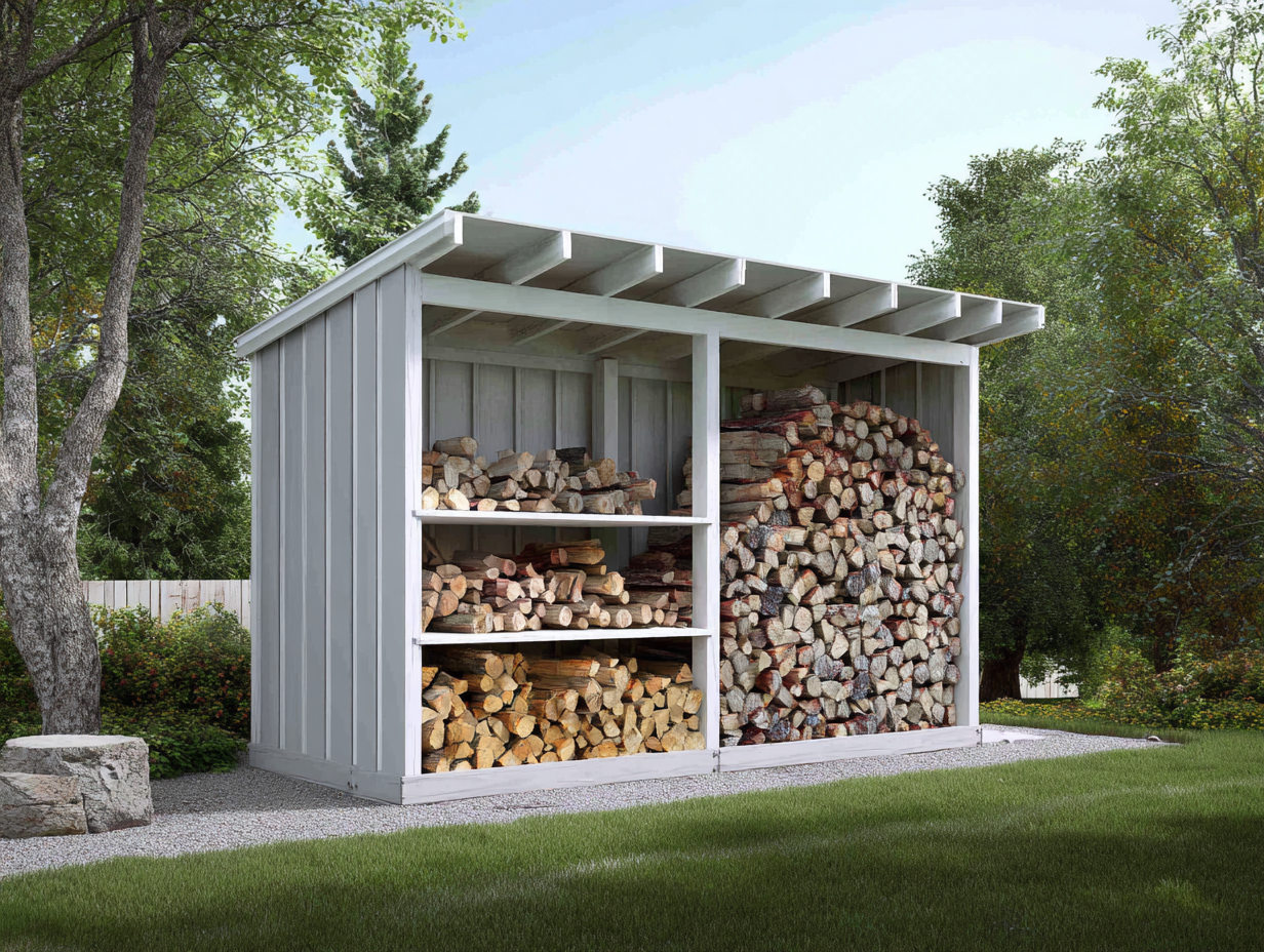 Firewood Storage Shed Wood 200x80x180 cm - Light Grey - Outdoor Garden - Open Front Design-Placidara