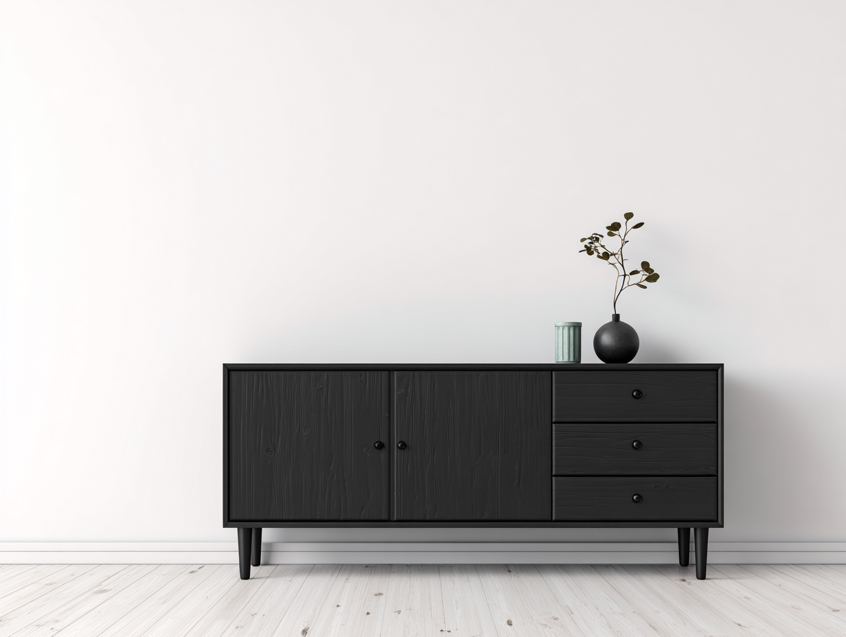 Sideboard Solid Wood 160x45x75 cm - Black - Living Room Storage - Modern Minimalist Design-Placidara