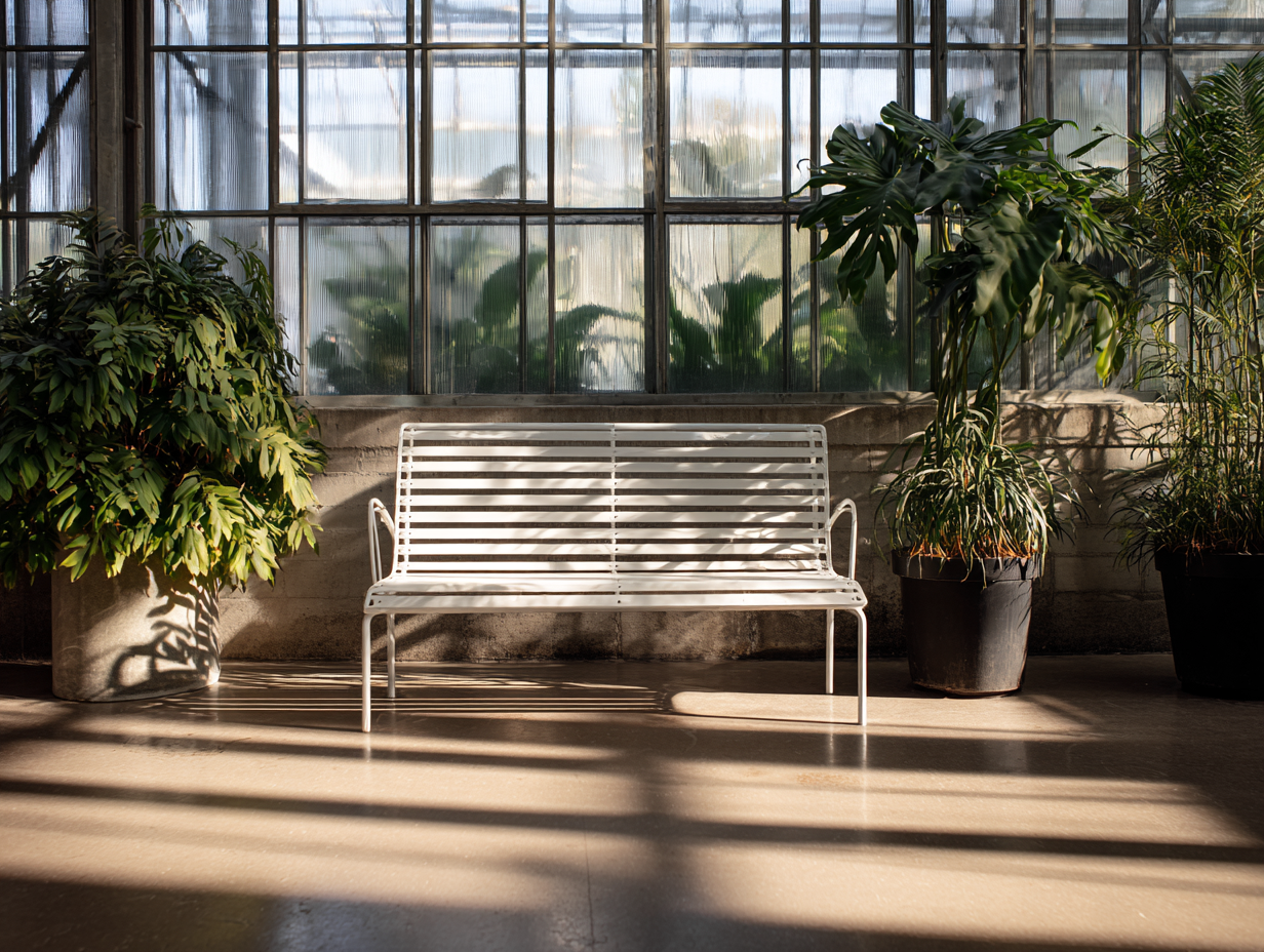 Garden Bench Metal 140x55x80 cm - White - Outdoor Seating - Modern Minimalist Style-Placidara