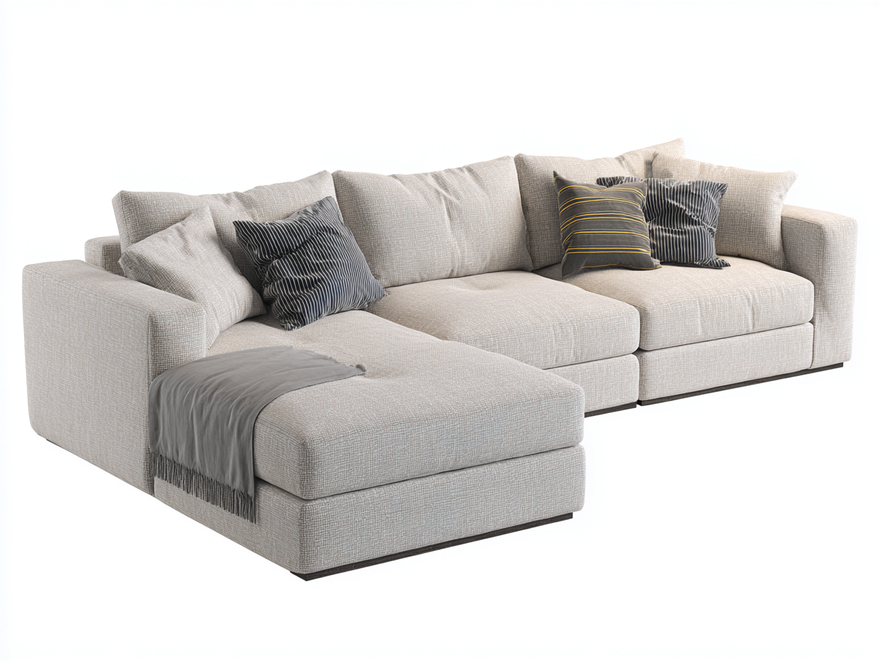 Corner sofa fabric upholstery 280x165 x82cm - beige - living room use - modern comfort design-Luxeene