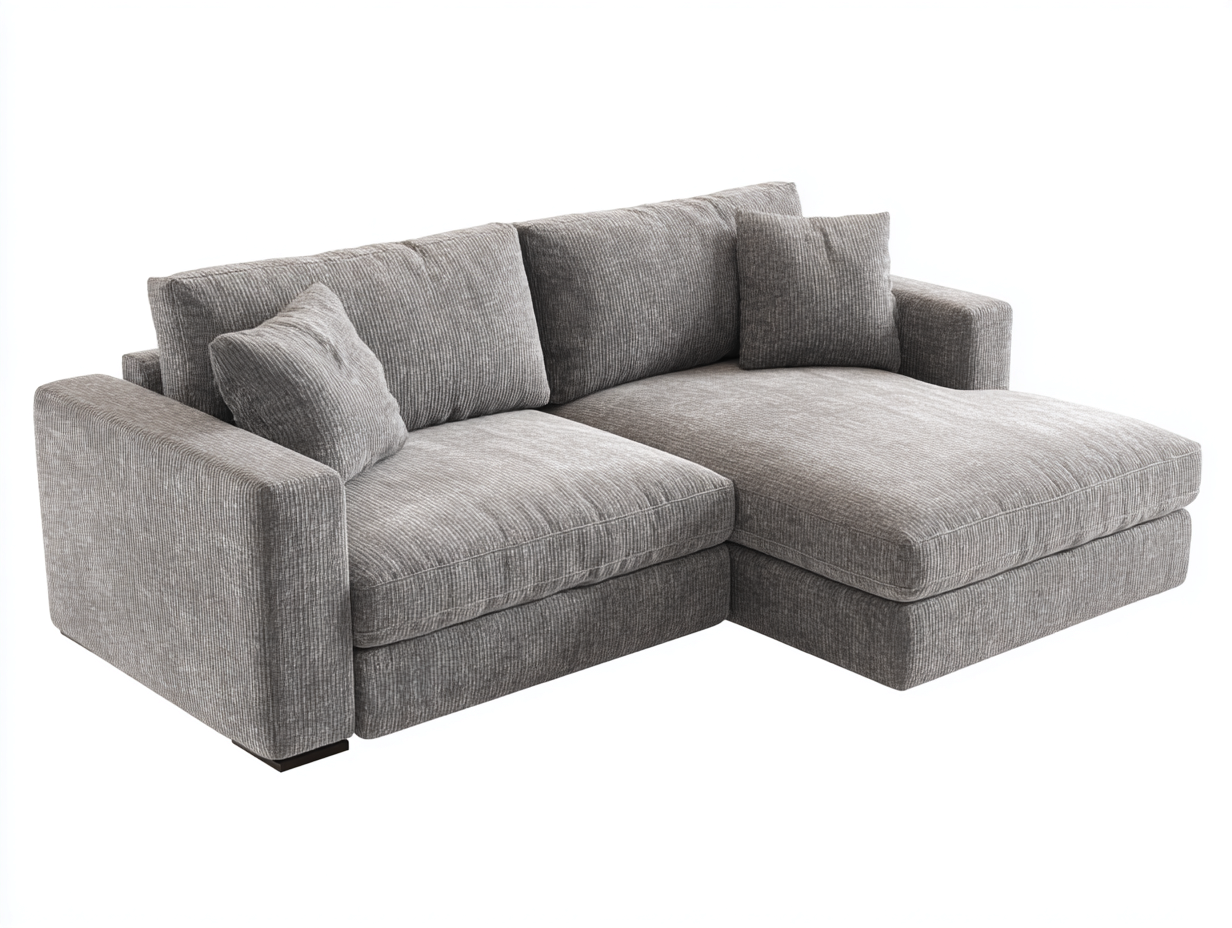 Corner sofa fabric upholstery 265x160 x82cm - grey - living room use - modern comfort design-Luxeene
