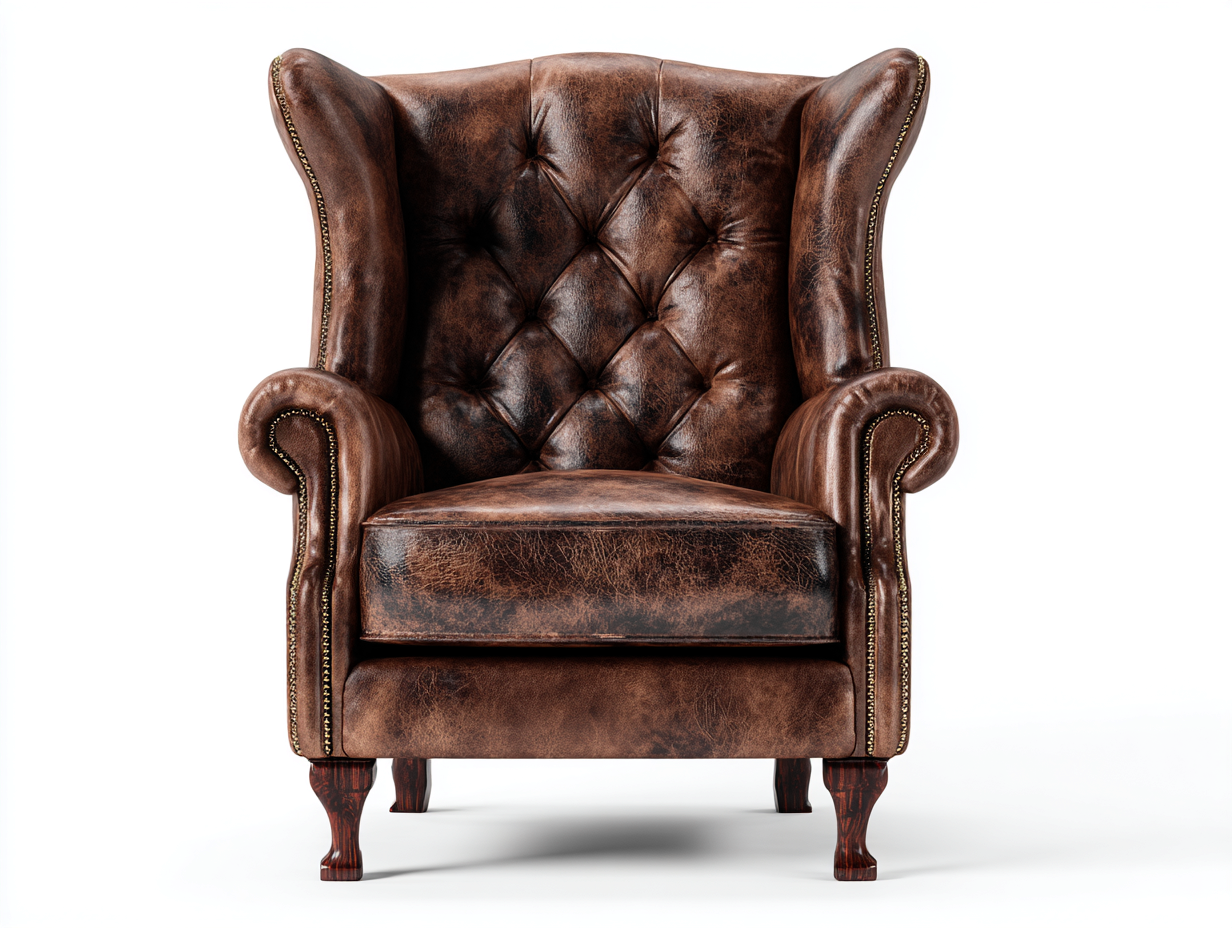 Genuine Leather Armchairs 85x80 x110cm - Brown - Living Room Classic Vintage Style-Luxeene