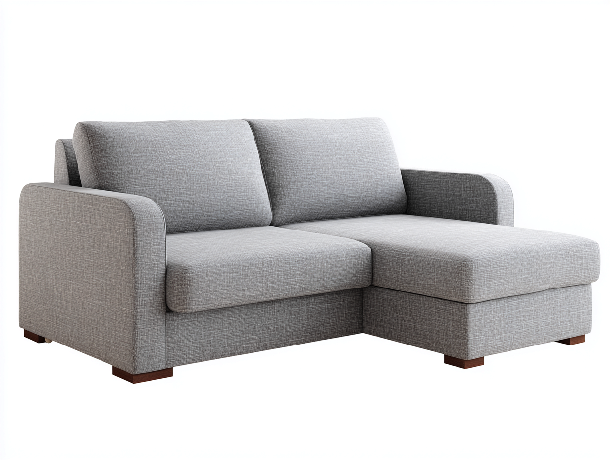 Corner Fabric Sofa with Chaise Longue Upholstered 240x160 x78cm - Grey - Living Room Modern Minimal Style-Luxeene