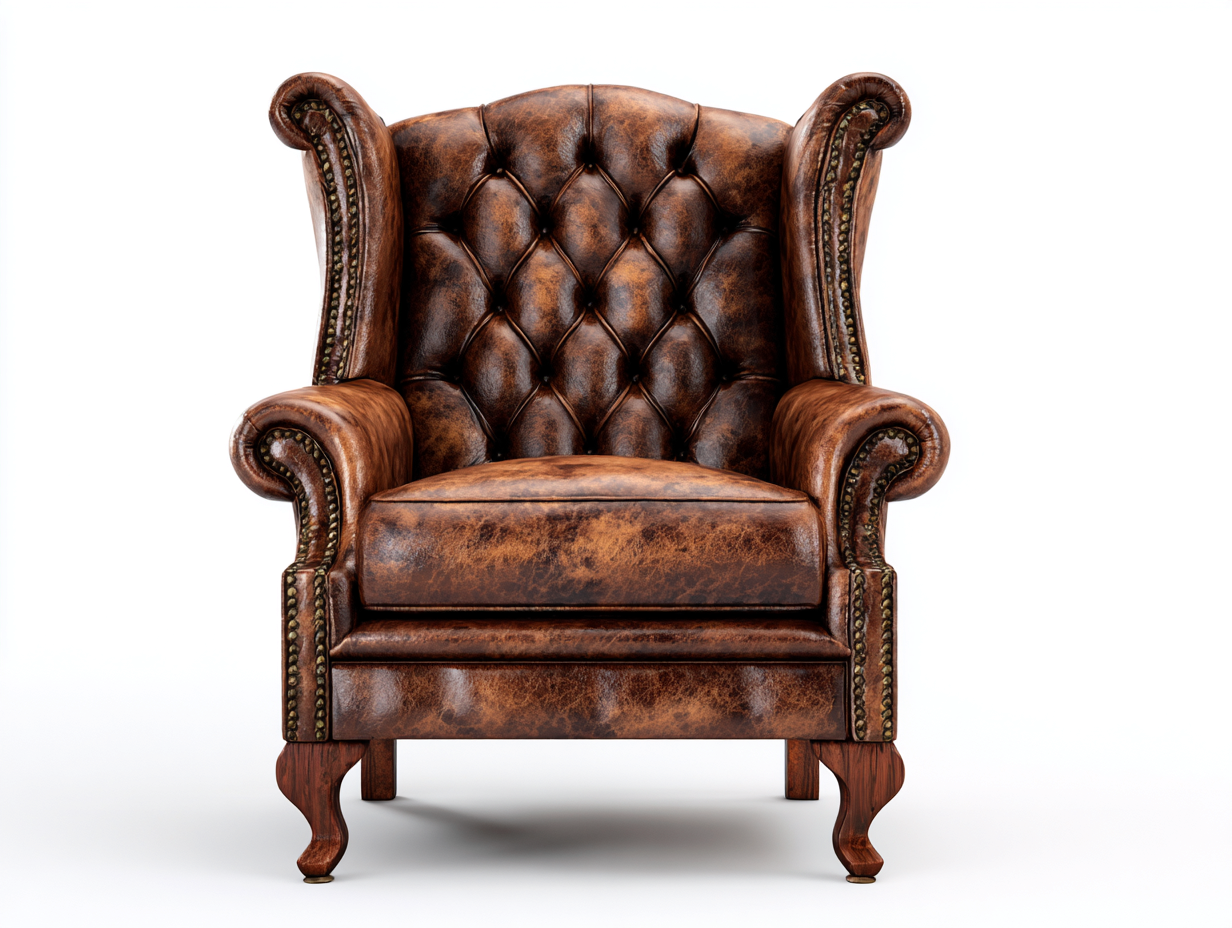 Genuine Leather Armchairs Upholstered 90x85 x112cm - Brown - Living Room Classic Vintage Style-Luxeene