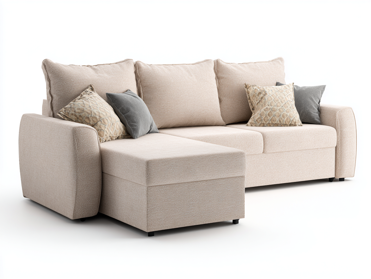 Corner sofa fabric upholstery 270x160 x82cm - beige - living room use - modern comfort design-Luxeene