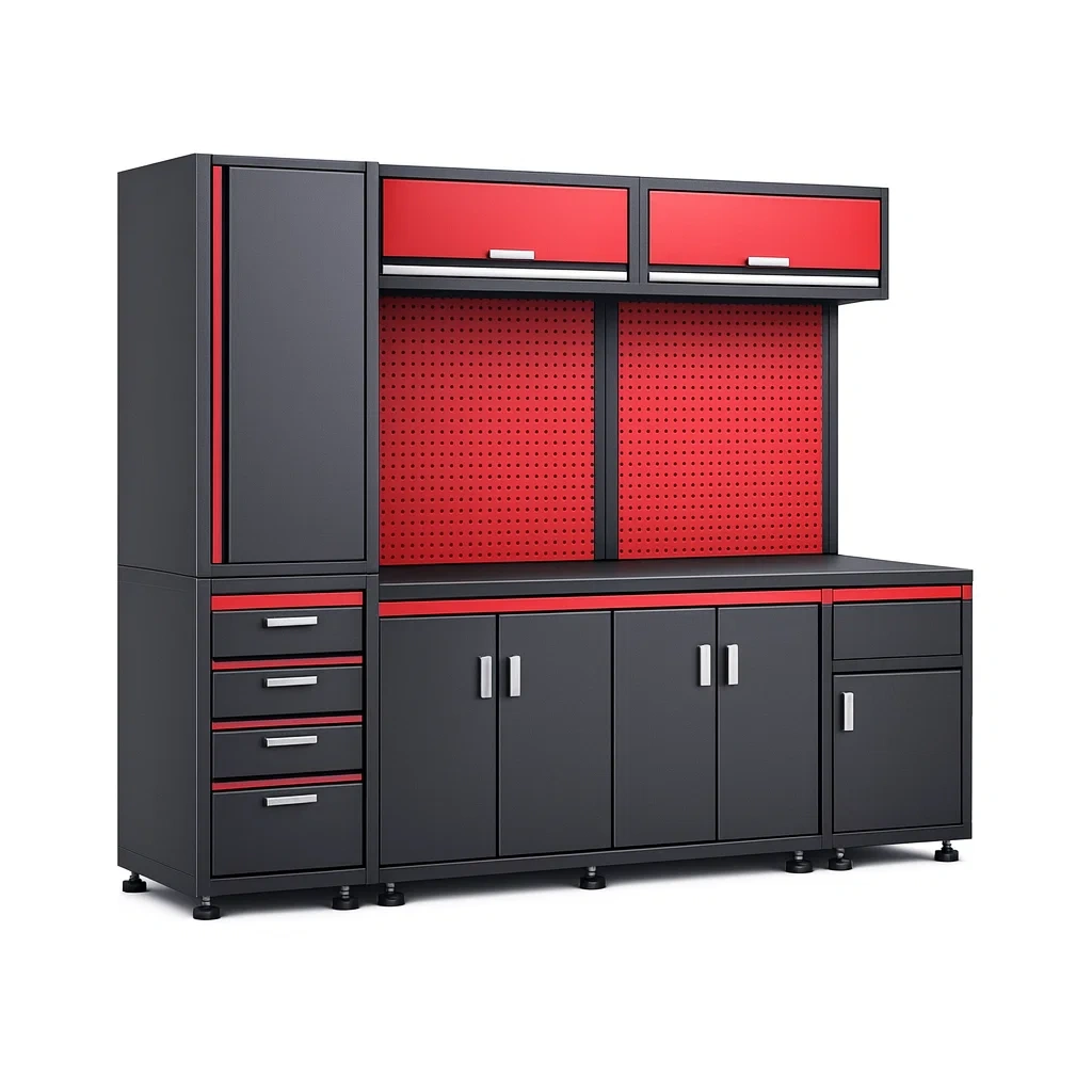 Garage modular storage system Steel Black/Red Multi-Storage Unit-furonix