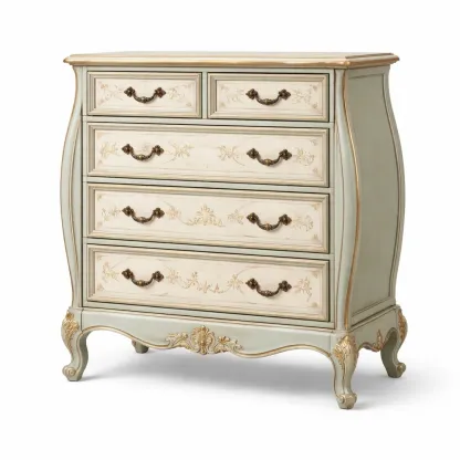 Drawer cabinet Wooden with Brass Handles and Decorative Accents-furonix