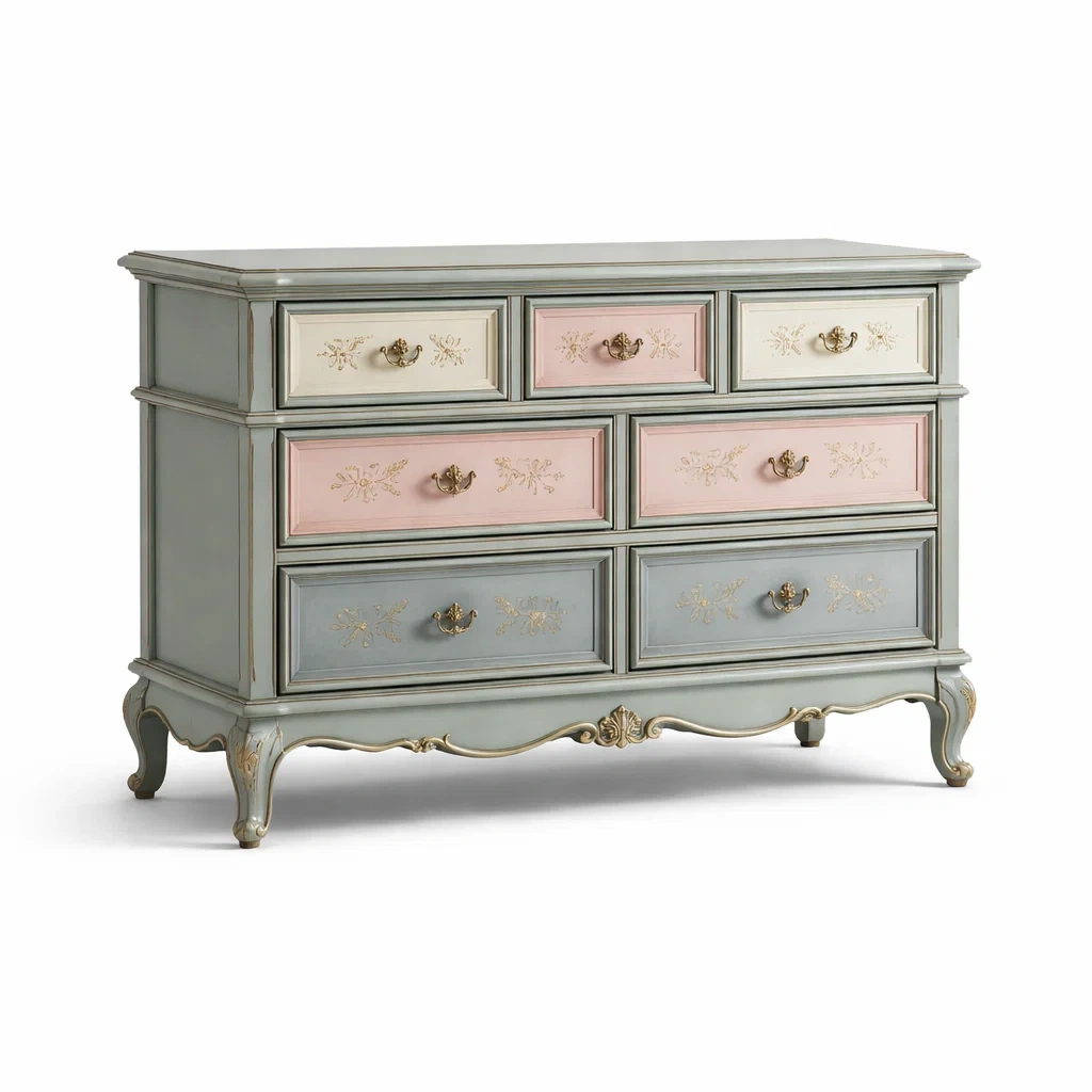 Drawer cabinet Vintage Style Multi-Coloured 7 Drawer Wooden-furonix