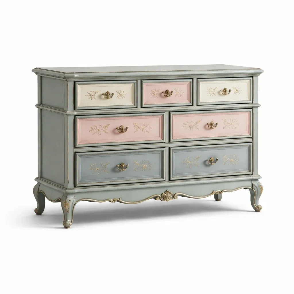 Drawer cabinet Vintage Style Multi-Coloured 7 Drawer Wooden-furonix