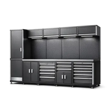 Garage modular storage system Steel Storage System with Shelving and Drawers in Black 200cm x 180cm x 50cm-furonix