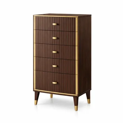 Drawer cabinet Wooden Brown MDF with Gold Accents 60cm x 40cm x 120cm-furonix