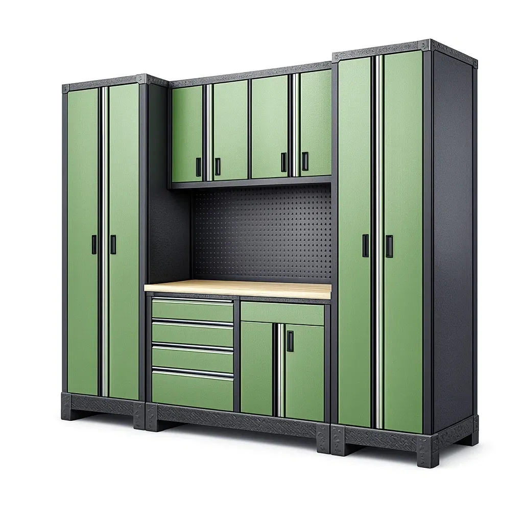 Garage modular storage system Steel Storage Cabinet Green and Black with Multiple Cabinets and Drawers-furonix