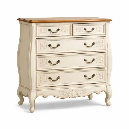 Drawer cabinet French Provincial Five Drawer Ivory MDF Birch Veneer-furonix