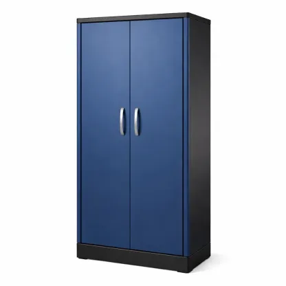 Garage storage cabinet Blue Metal with Double Doors and Adjustable Shelves 183cm x 91cm x 46cm-furonix