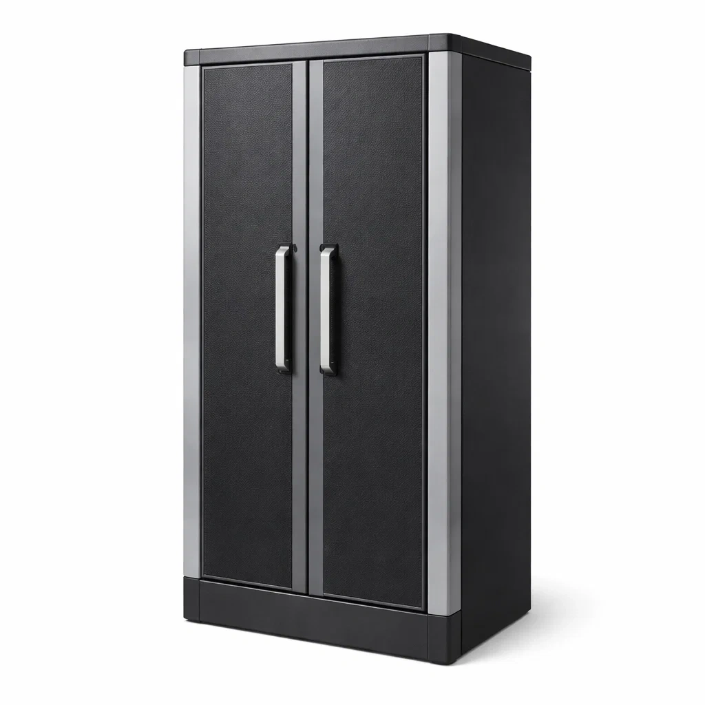 Garage storage cabinet Steel Frame with Polypropylene Panels Black 180x90x45cm-furonix