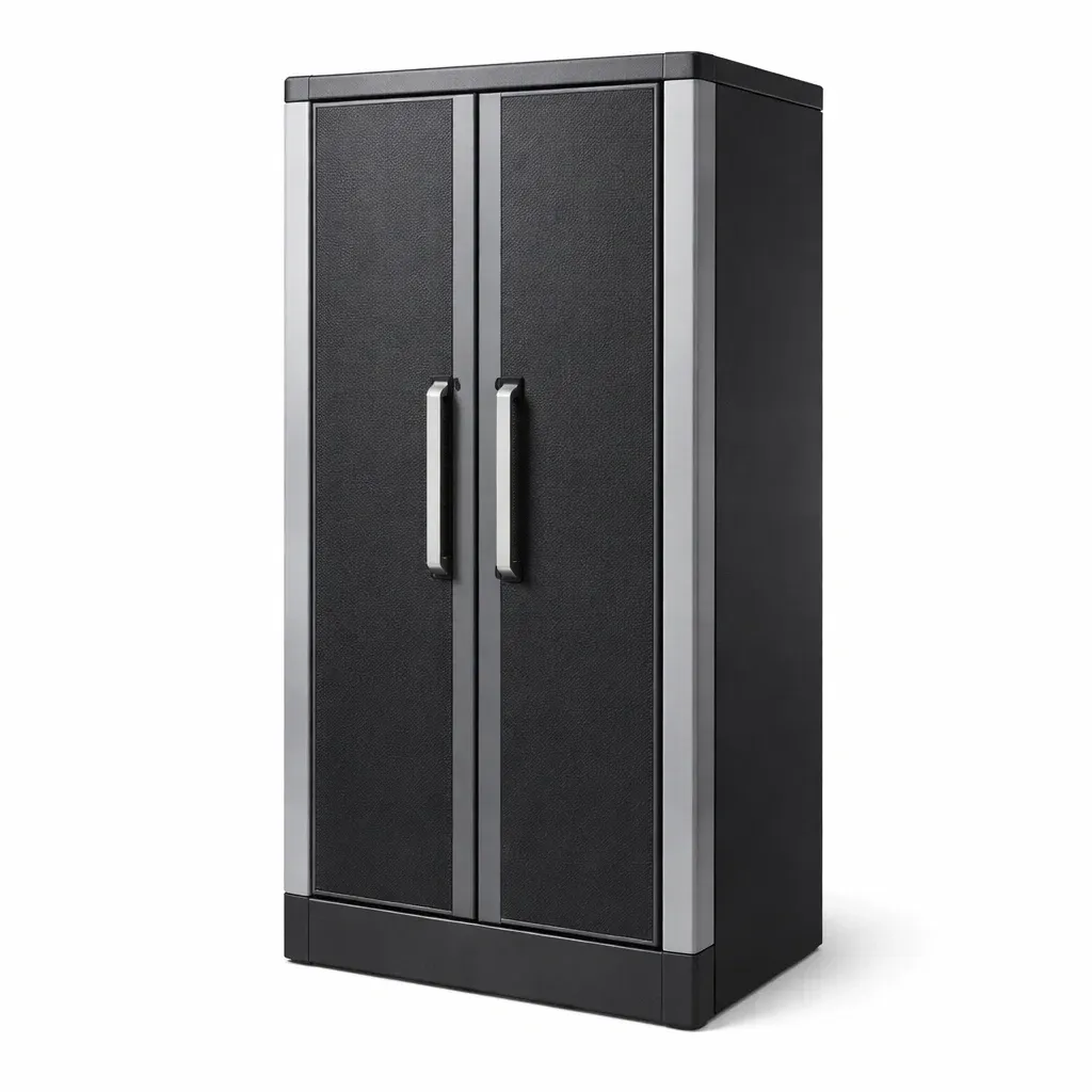 Garage storage cabinet Steel Frame with Polypropylene Panels Black 180x90x45cm-furonix