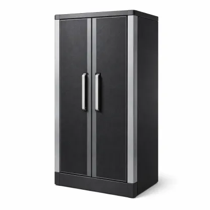 Garage storage cabinet Steel Frame with Polypropylene Panels Black 180x90x45cm-furonix