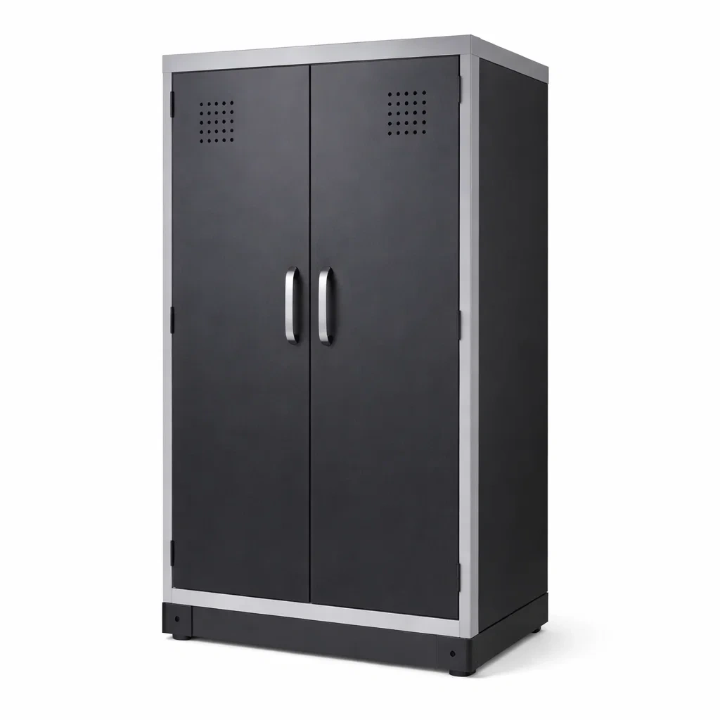 Garage storage cabinet Metal Double Doors Black 183cm x 91cm x 46cm-furonix