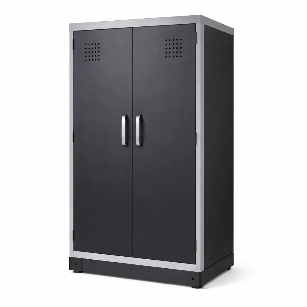 Garage storage cabinet Metal Double Doors Black 183cm x 91cm x 46cm-furonix