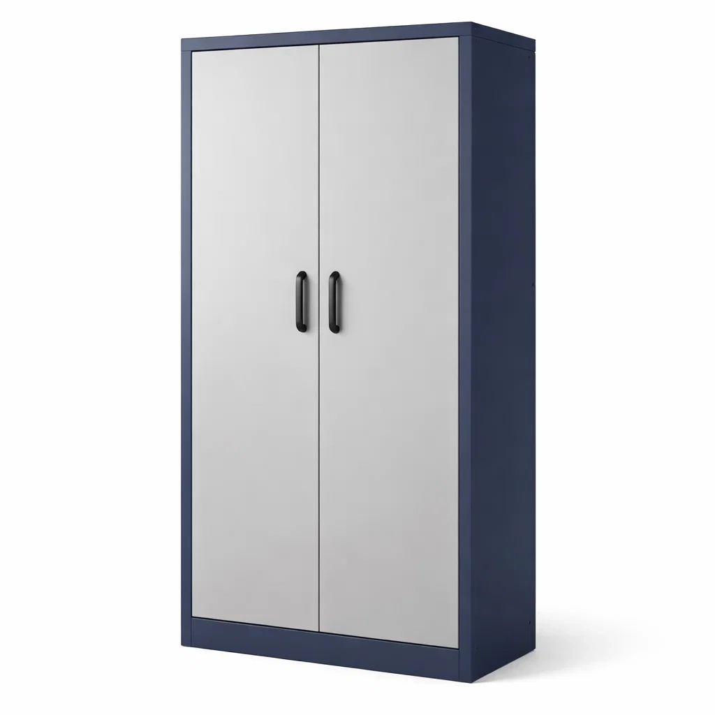 Garage storage cabinet Metal Steel Grey and Blue-furonix